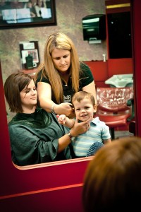 Child Haircut with Mother